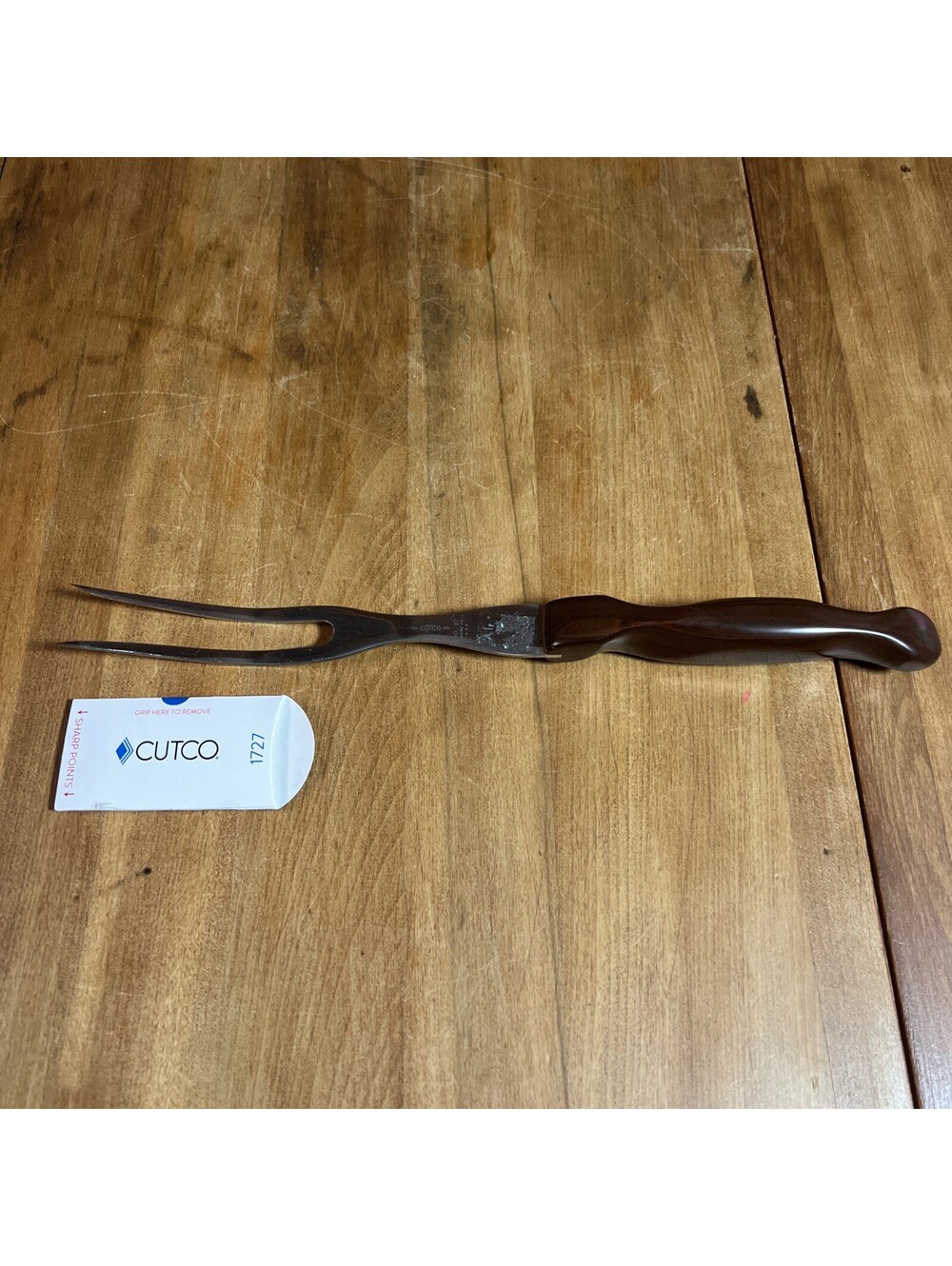 Vintage Cutco No. 27 Carving Fork Brown Handle